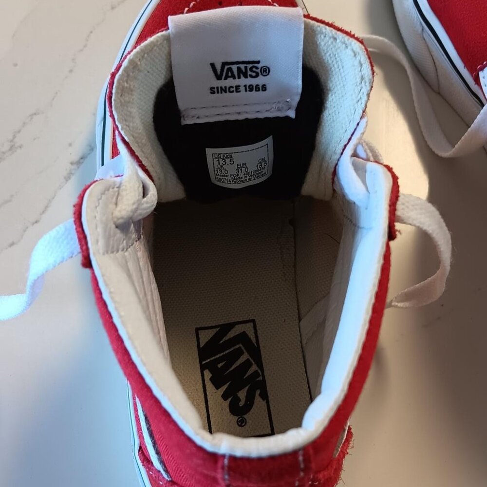 VANS Kids Hightop Sk8-Hi Red Sneakers Size 13.5 - Picture 5 of 15